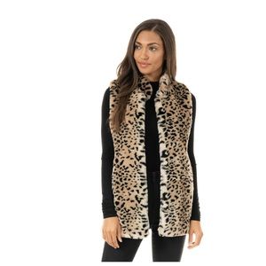 Donna Salyers Fabulous Furs Cheetah Faux Fur Hook Vest, Size S